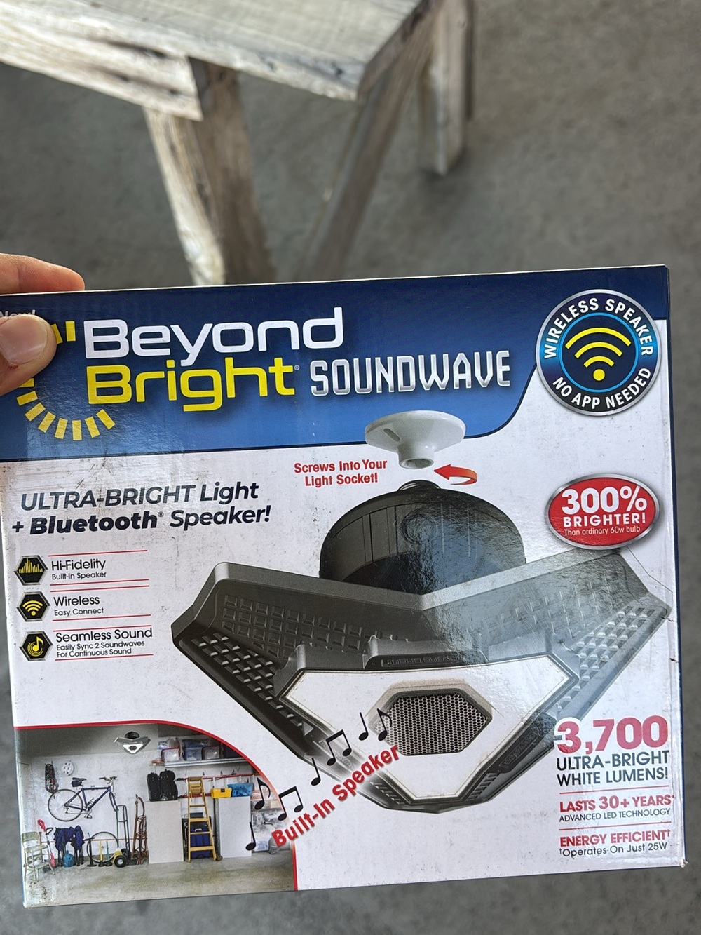 Beyond Bright Soundwave Ultra-Bright Light + Bluetooth Speaker - White